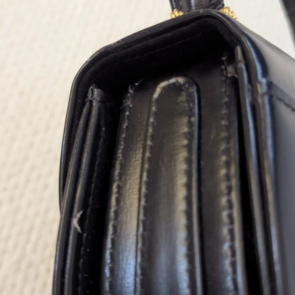 Black Leather Handbag by Launer - Picture 6 of 6